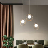Stylish 3-Light Pendant Light Globe Shade in Brushed Gold Style A