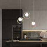 Stylish 3-Light Pendant Light Globe Shade in Brushed Gold Style A
