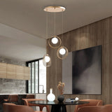 Stylish 3-Light Pendant Light Globe Shade in Brushed Gold Style A