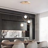 Stylish 3-Light Pendant Light Globe Shade in Brushed Gold Style A