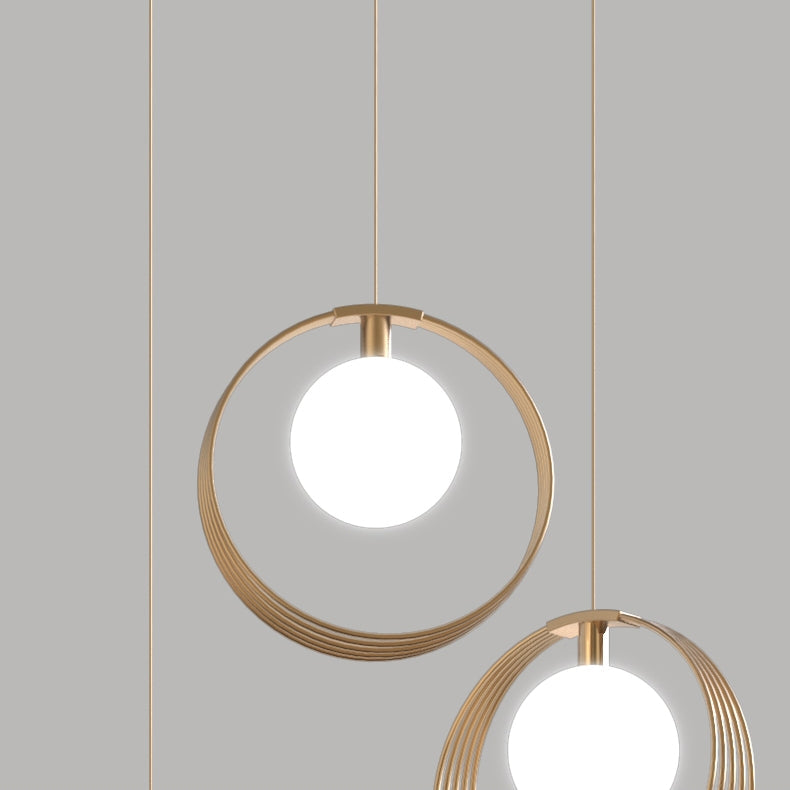Stylish 3-Light Pendant Light Globe Shade in Brushed Gold Style A