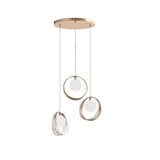 Stylish 3-Light Pendant Light Globe Shade in Brushed Gold Style A