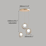 Stylish 3-Light Pendant Light Globe Shade in Brushed Gold Style A
