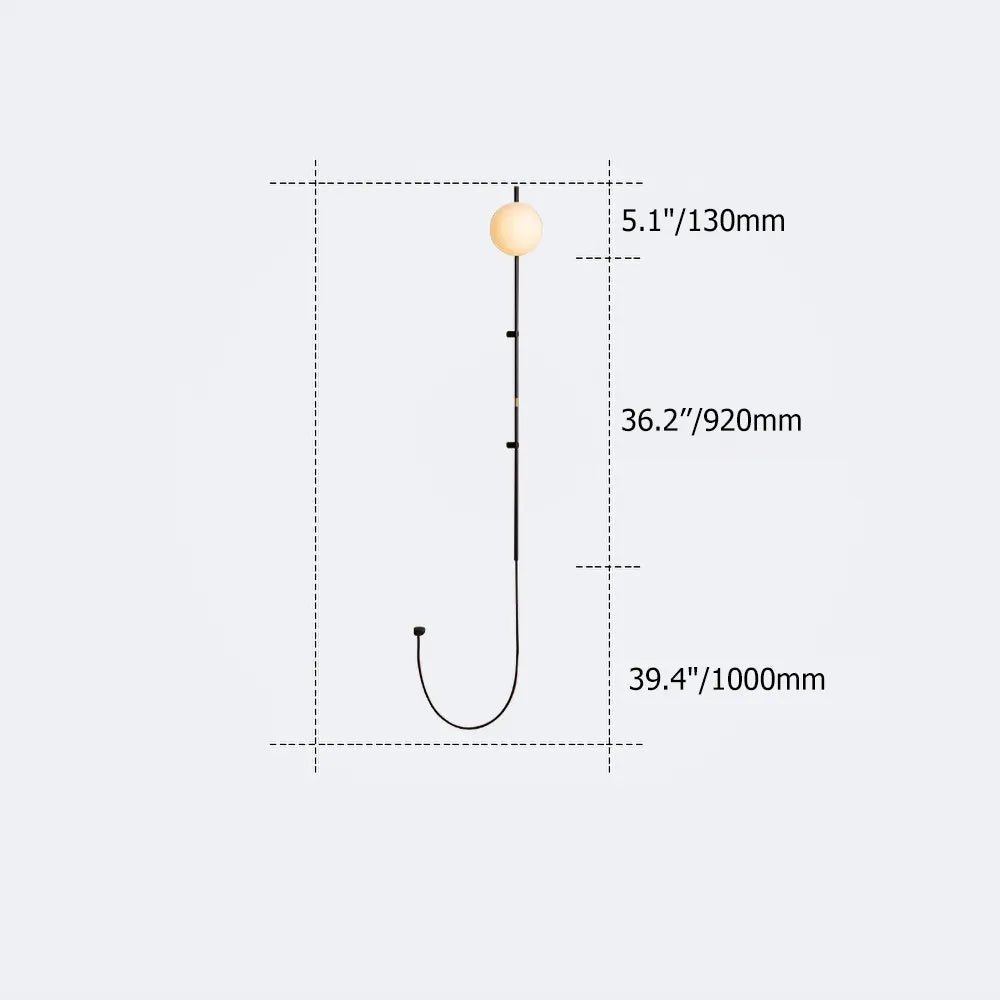 Modern Plug-in Black Wall Sconce Globe Shade Indoor Wall Light