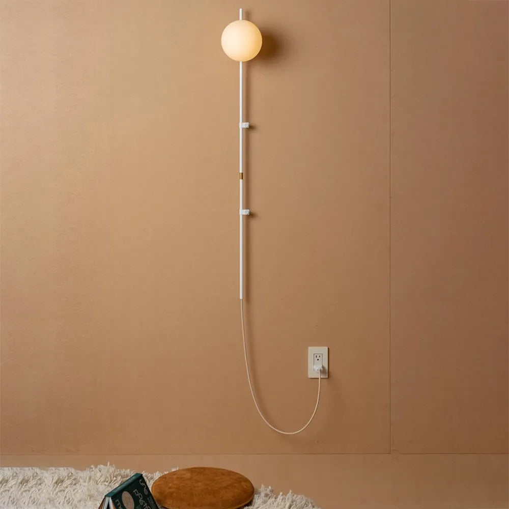 Modern Plug-in Black Wall Sconce Globe Shade Indoor Wall Light