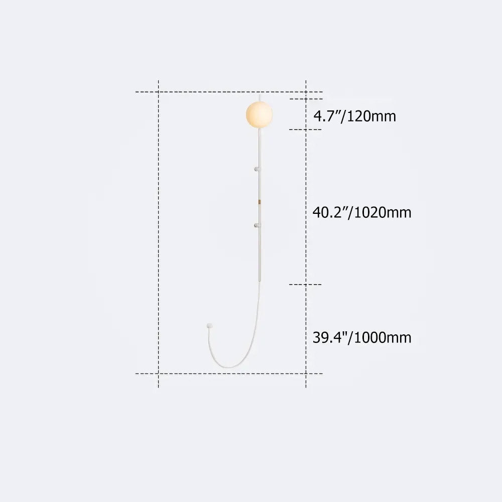 Modern Plug-in Black Wall Sconce Globe Shade Indoor Wall Light