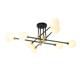 Modern White Glass 6-Light Semi-Flush Mount Chandelier
