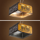 Industrial Square 3-Light Pendant Light Vintage Metal License plate