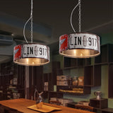 Industrial Square 3-Light Pendant Light Vintage Metal License plate