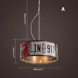 Industrial Square 3-Light Pendant Light Vintage Metal License plate