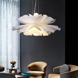 White Acrylic Pendant Light Chandelier in Flower Shape