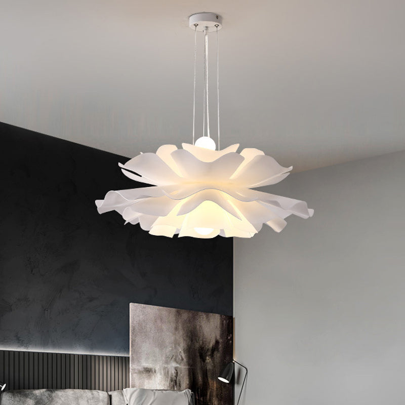 White Acrylic Pendant Light Chandelier in Flower Shape