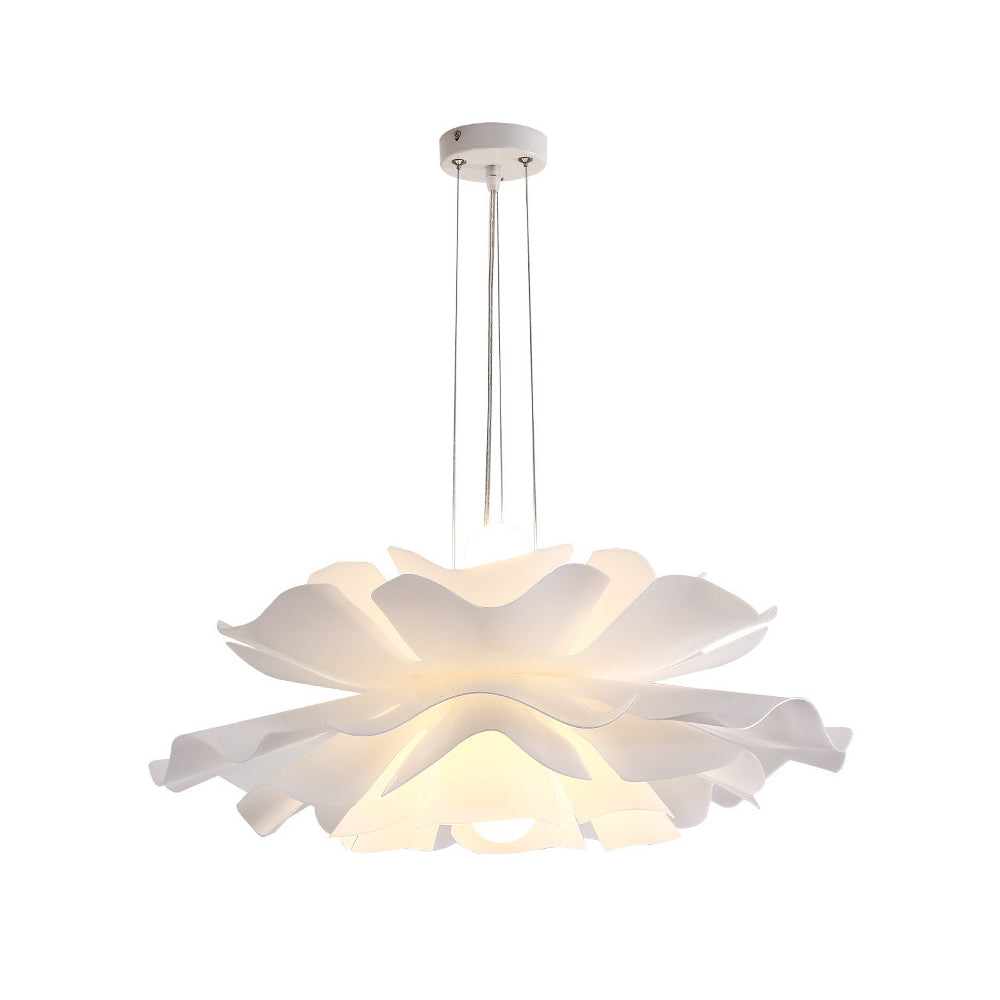 White Acrylic Pendant Light Chandelier in Flower Shape