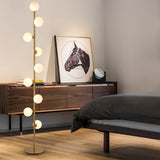 Modern LED Gold 9-Light Tree Floor Lamp White Glass Globe