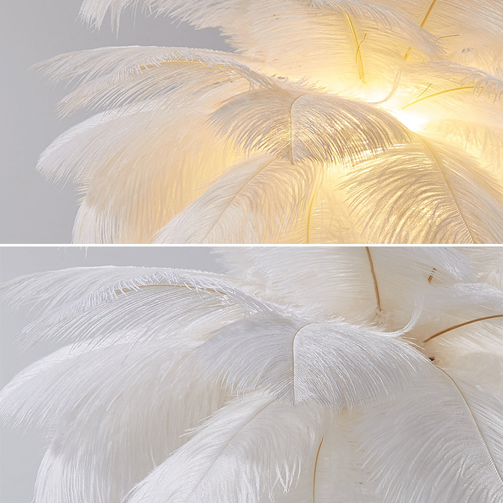 White Feather Gold Table Lamp Unique Modern Style
