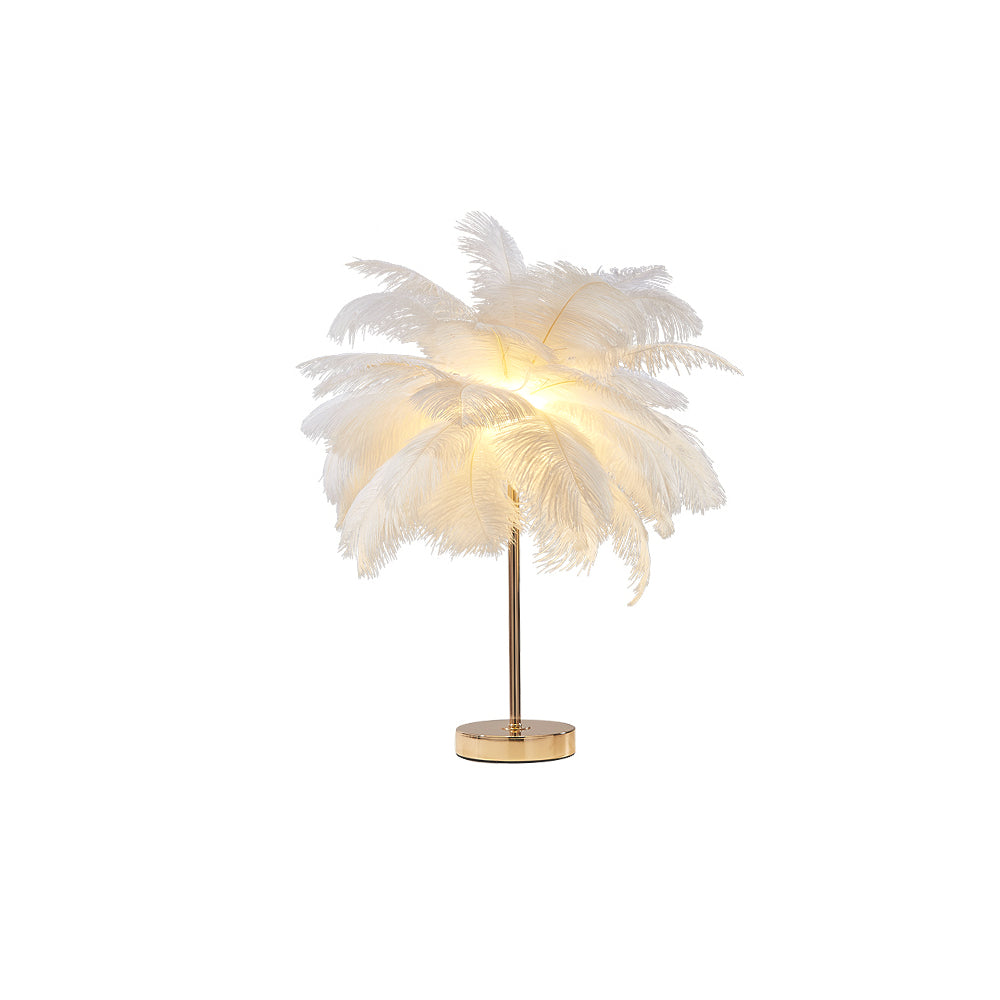 White Feather Gold Table Lamp Unique Modern Style
