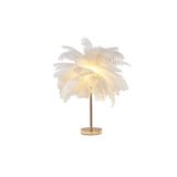 White Feather Gold Table Lamp Unique Modern Style