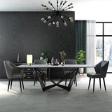 Modern Stylish 79" Rectangle White Faux Marble Top Dining Table in Large