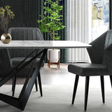 Modern Stylish 79" Rectangle White Faux Marble Top Dining Table in Large