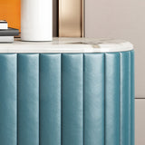 Modern Luxury 2-Door Sideboard with Marble Top Stainless Steel Frame in Gold Cabinet Buffet Table Blue & White