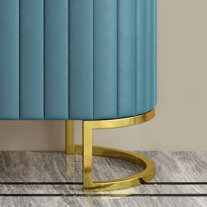 Modern Luxury 2-Door Sideboard with Marble Top Stainless Steel Frame in Gold Cabinet Buffet Table Blue & White