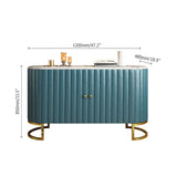 Modern Luxury 2-Door Sideboard with Marble Top Stainless Steel Frame in Gold Cabinet Buffet Table Blue & White