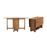57" Modern Solid Wood Folding 5 Piece Dining Table Set Drop Leaf with 4 Chairs