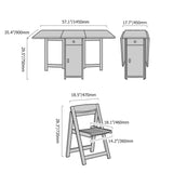 57" Modern Solid Wood Folding 5 Piece Dining Table Set Drop Leaf with 4 Chairs