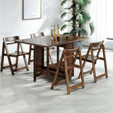 57" Modern Solid Wood Folding 5 Piece Dining Table Set Drop Leaf with 4 Chairs