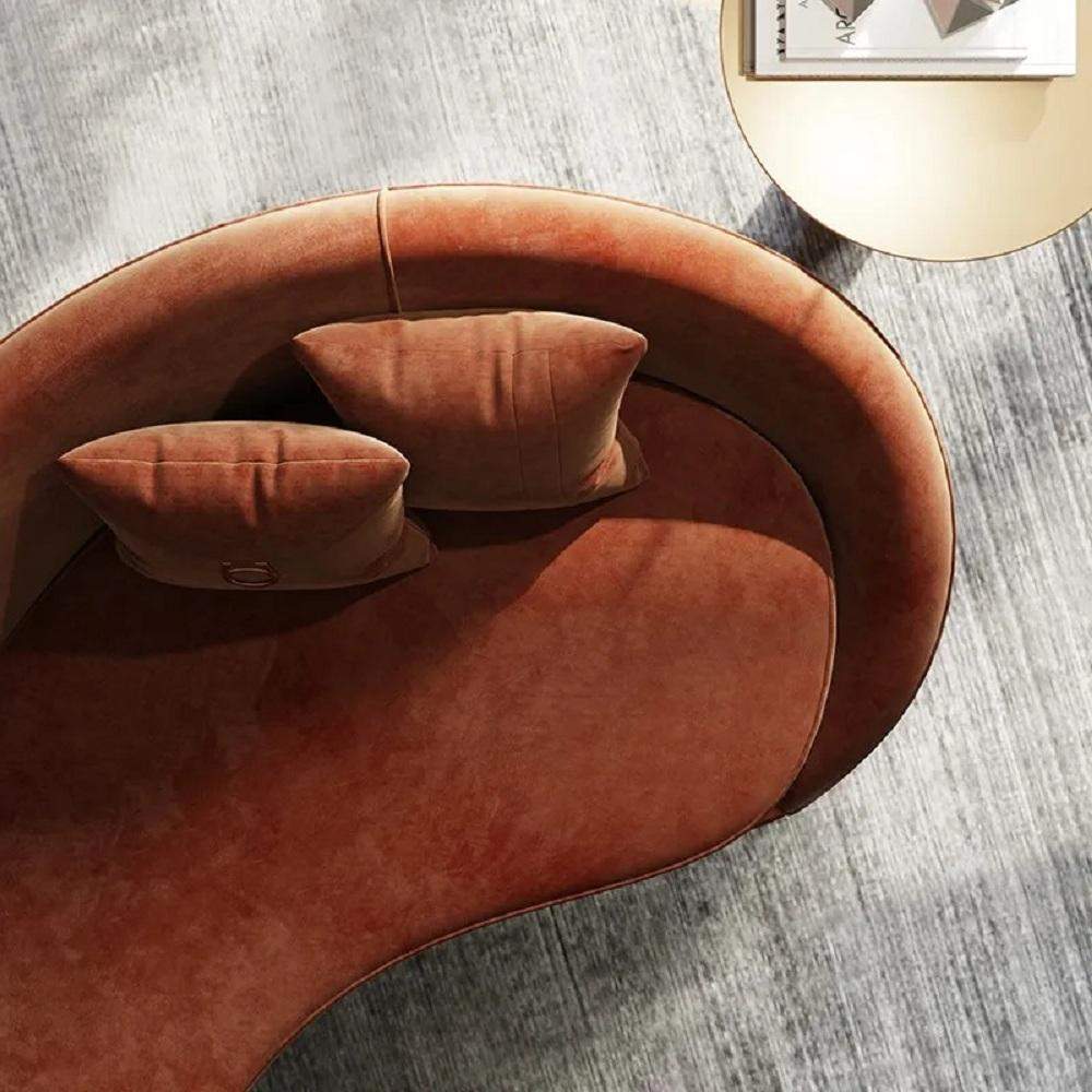 Modern 94.5" Bronze Velvet Curved Sofa Gold Metal Toss Pillow Included-Richsoul-Furniture,Living Room Furniture,Sofas & Loveseats