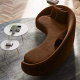 Modern 94.5" Bronze Velvet Curved Sofa Gold Metal Toss Pillow Included-Richsoul-Furniture,Living Room Furniture,Sofas & Loveseats