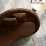 Modern 94.5" Bronze Velvet Curved Sofa Gold Metal Toss Pillow Included-Richsoul-Furniture,Living Room Furniture,Sofas & Loveseats
