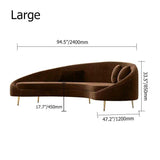 Modern 94.5" Bronze Velvet Curved Sofa Gold Metal Toss Pillow Included-Richsoul-Furniture,Living Room Furniture,Sofas & Loveseats