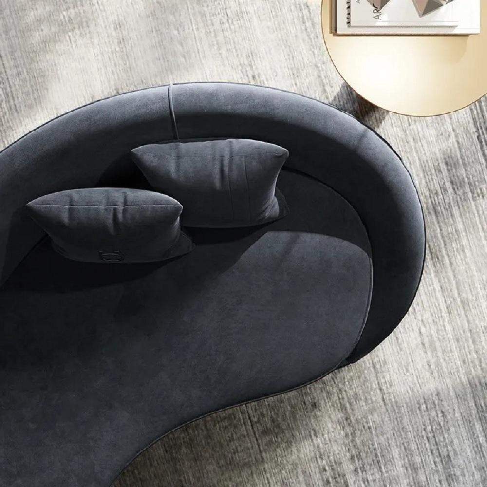 Modern 94.5" Bronze Velvet Curved Sofa Gold Metal Toss Pillow Included-Richsoul-Furniture,Living Room Furniture,Sofas & Loveseats