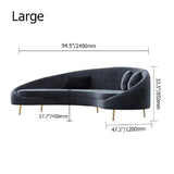 Modern 94.5" Bronze Velvet Curved Sofa Gold Metal Toss Pillow Included-Richsoul-Furniture,Living Room Furniture,Sofas & Loveseats
