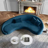 Modern 94.5" Bronze Velvet Curved Sofa Gold Metal Toss Pillow Included-Richsoul-Furniture,Living Room Furniture,Sofas & Loveseats