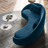 Modern 94.5" Bronze Velvet Curved Sofa Gold Metal Toss Pillow Included-Richsoul-Furniture,Living Room Furniture,Sofas & Loveseats