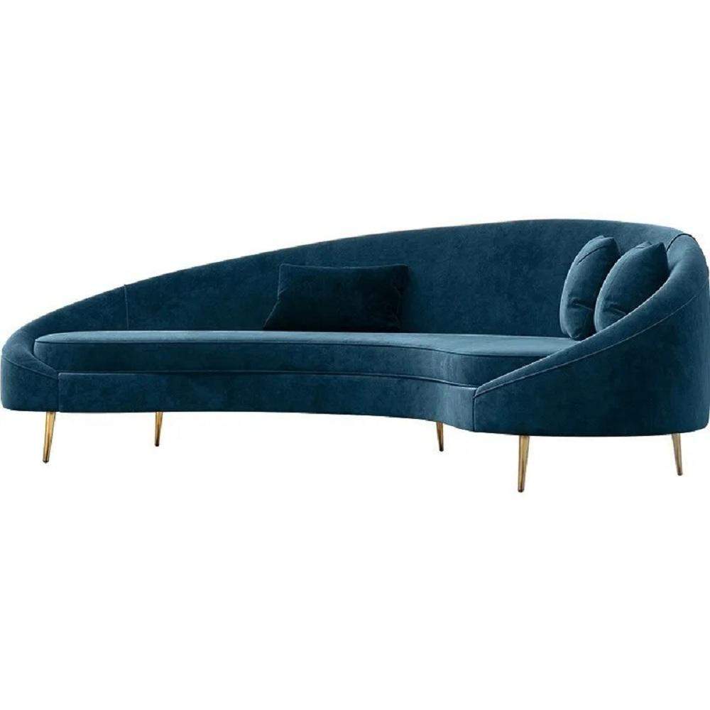 Modern 94.5" Bronze Velvet Curved Sofa Gold Metal Toss Pillow Included-Richsoul-Furniture,Living Room Furniture,Sofas & Loveseats