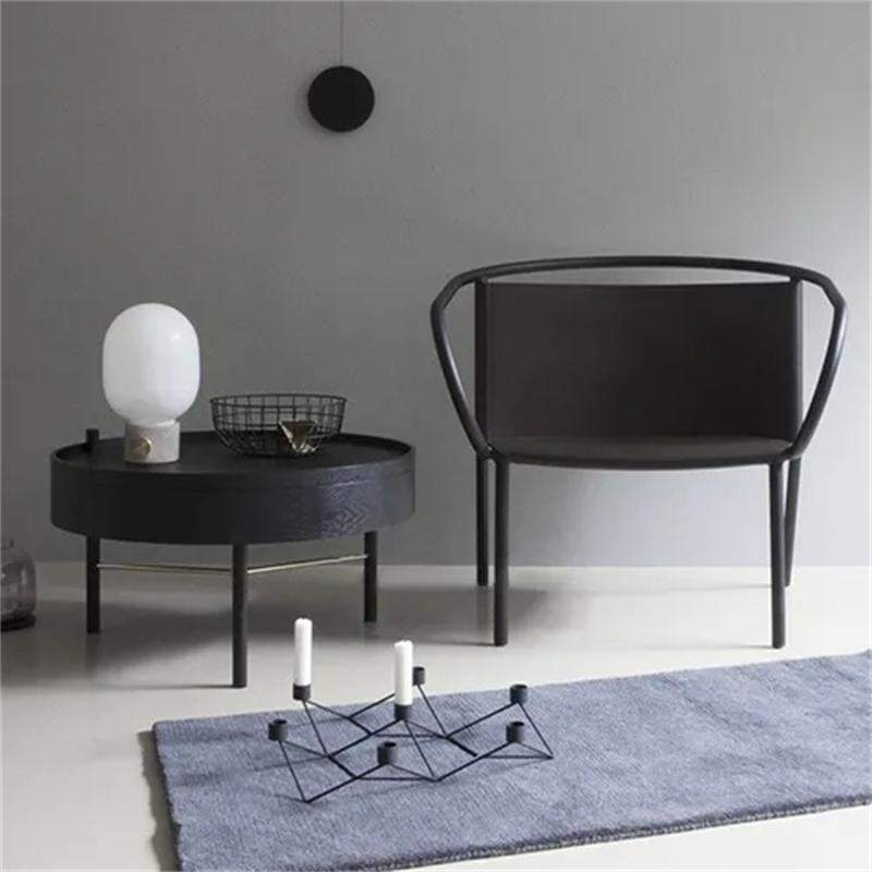 Modern Round Wood Rotating Tray Coffee Table with Storage & Metal Legs in Black-Richsoul-Coffee Tables,Furniture,Living Room Furniture