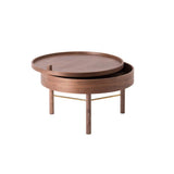 Modern Round Wood Rotating Tray Coffee Table with Storage & Metal Legs in Black-Richsoul-Coffee Tables,Furniture,Living Room Furniture