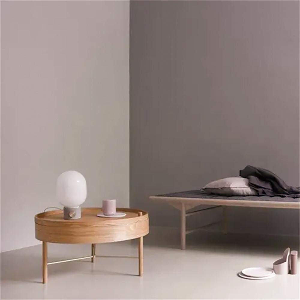 Modern Round Wood Rotating Tray Coffee Table with Storage & Metal Legs in Black-Richsoul-Coffee Tables,Furniture,Living Room Furniture