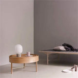 Modern Round Wood Rotating Tray Coffee Table with Storage & Metal Legs in Black-Richsoul-Coffee Tables,Furniture,Living Room Furniture