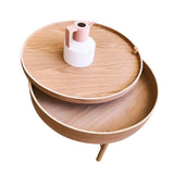 Modern Round Wood Rotating Tray Coffee Table with Storage & Metal Legs in Black-Richsoul-Coffee Tables,Furniture,Living Room Furniture