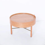 Modern Round Wood Rotating Tray Coffee Table with Storage & Metal Legs in Black-Richsoul-Coffee Tables,Furniture,Living Room Furniture
