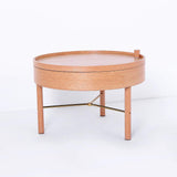 Modern Round Wood Rotating Tray Coffee Table with Storage & Metal Legs in Black-Richsoul-Coffee Tables,Furniture,Living Room Furniture