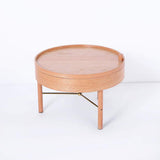 Modern Round Wood Rotating Tray Coffee Table with Storage & Metal Legs in Black-Richsoul-Coffee Tables,Furniture,Living Room Furniture
