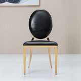 Classic Luxury Upholstered White PU Leather Dining Chair Gold Stainless Steel Set of 2