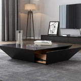 Mesa de centro negra moderna con mesa de centro de tambor cuadrado de almacenamiento con 1 cajón