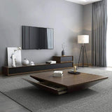 Modern Black Coffee Table with Storage Square Drum Coffee Table with 1-Drawer-Richsoul-Coffee Tables,Furniture,Living Room Furniture