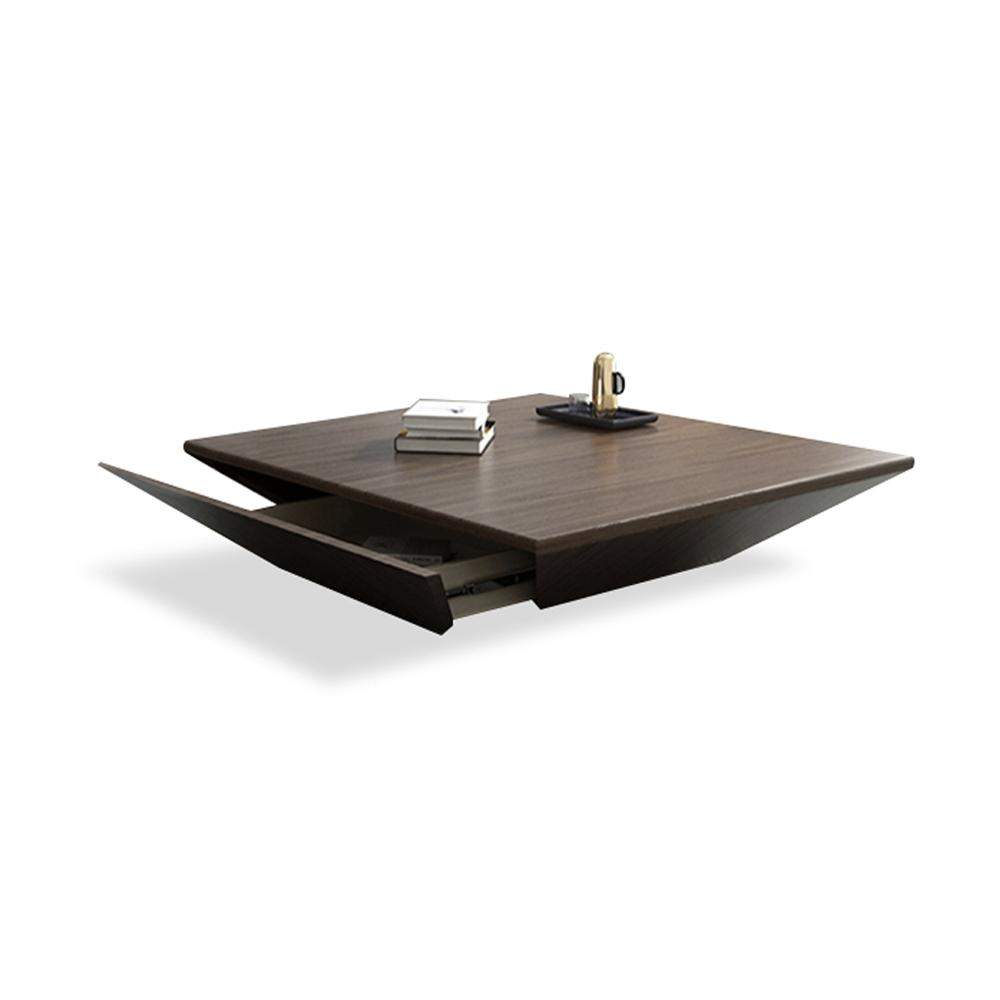 Modern Black Coffee Table with Storage Square Drum Coffee Table with 1-Drawer-Richsoul-Coffee Tables,Furniture,Living Room Furniture